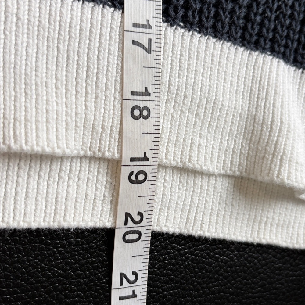 Evereve Ivy Open Weave Tee Sweater Navy Blue White Stripe Crewneck Sz S - Picture 10 of 10